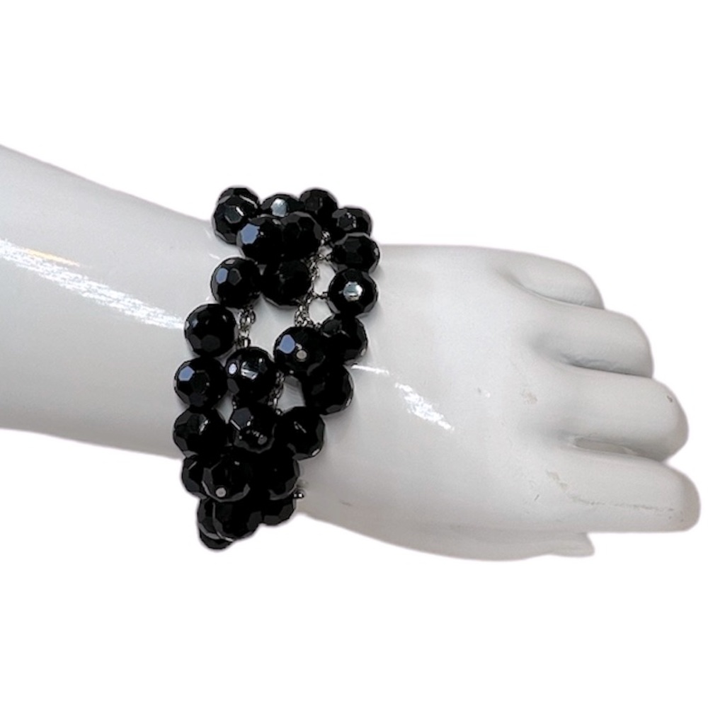 Dramatic Black Swarovski Crystal Draped Bracelet Custom Made